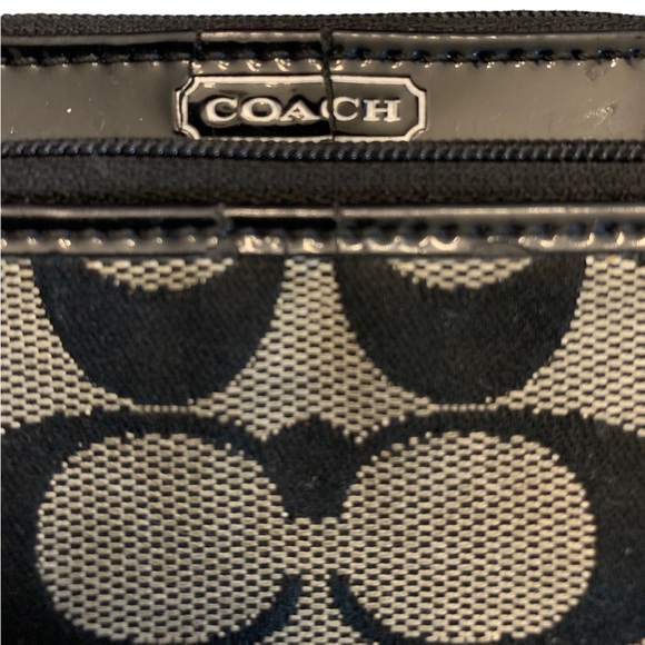 SOLD ❗️Coach Monogram Black Jacquard Mini Zipper Purse Pouch ID Card Wallet - Picture 4 of 11